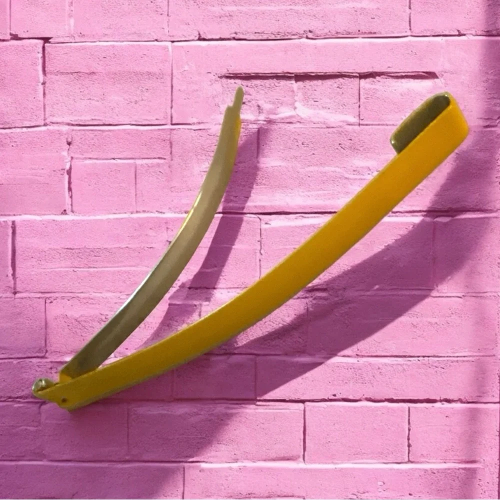 1970’s‎ Vintage Extra Long French Yellow Metal Bar Barrette, 3.5”, French Hair